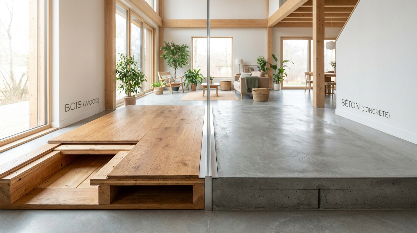 Dalle bois ou dalle béton : quel choix pour votre maison ?